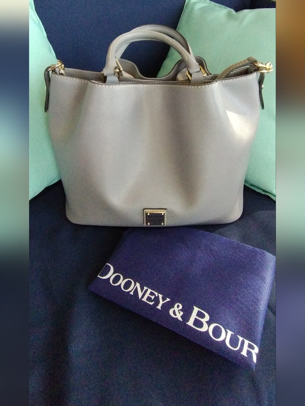 New With Tags! Dooney & Bourke Gray Saffiano Leather Brenna.